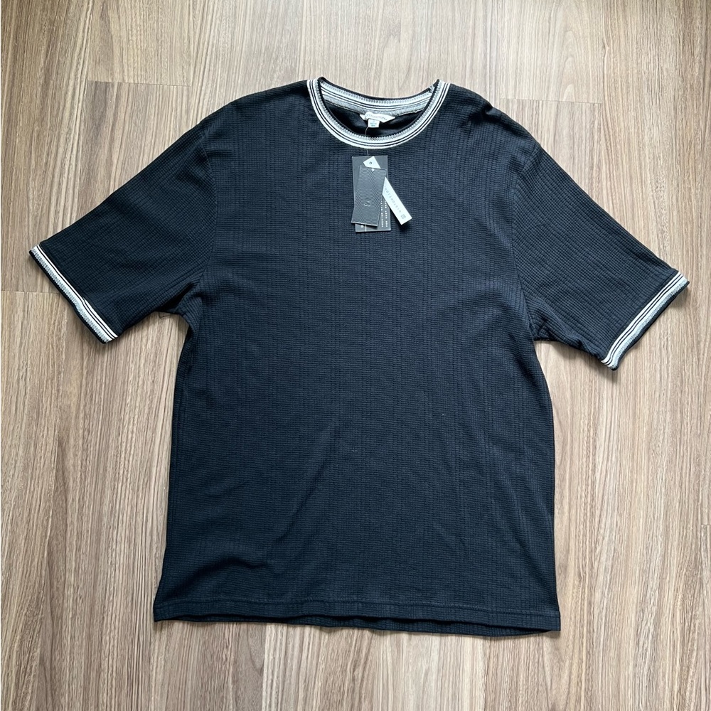 Distortion Men’s Ribbed Cotton T-Shirt Size Small Black Short Sleeve NWT